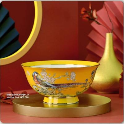 BỘ BÁT ĐĨA CAO CẤP PHƯỢNG HOÀNG MEN VÀNG